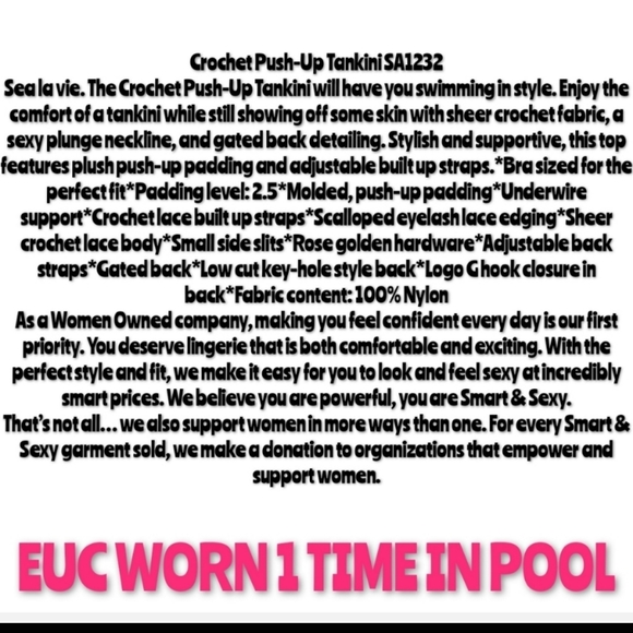 Smart & Sexy Tankini Size 38C Swim Skirt Size M - Picture 4 of 13